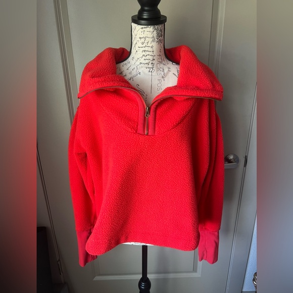 Free People We The Free Poppy Quarter Zip Pullover Red - Picture 4 of 9
